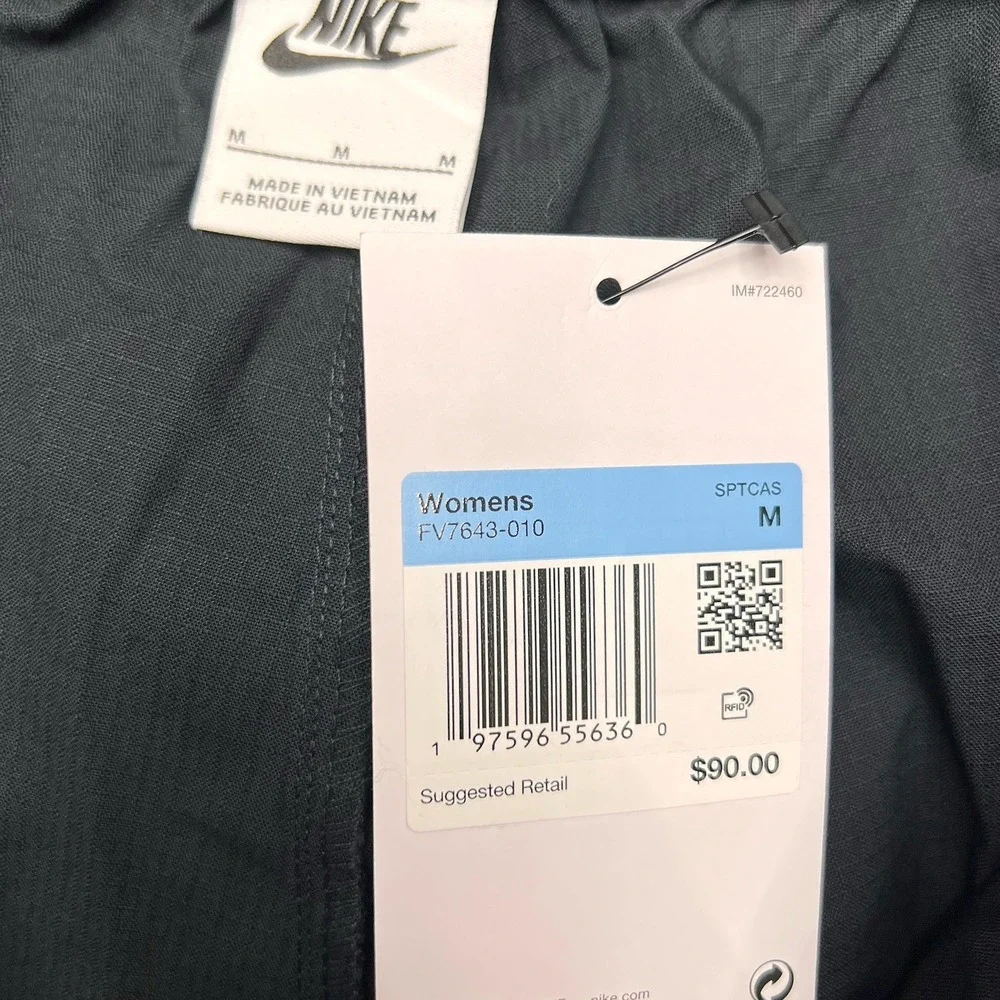 Nike Women's Black Cargo Pants Elastic Waist Pockets Logo Size Medium